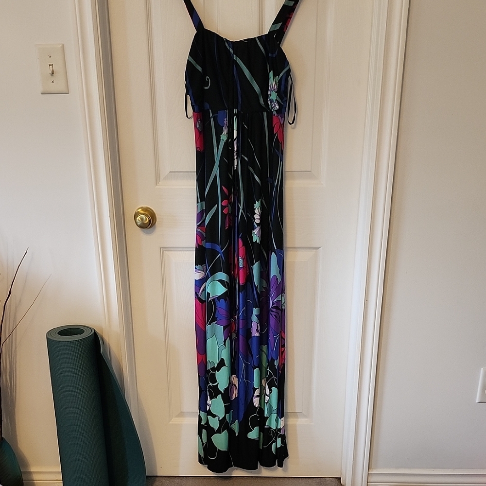 Floral Maxi Dress - Black and Multicolor